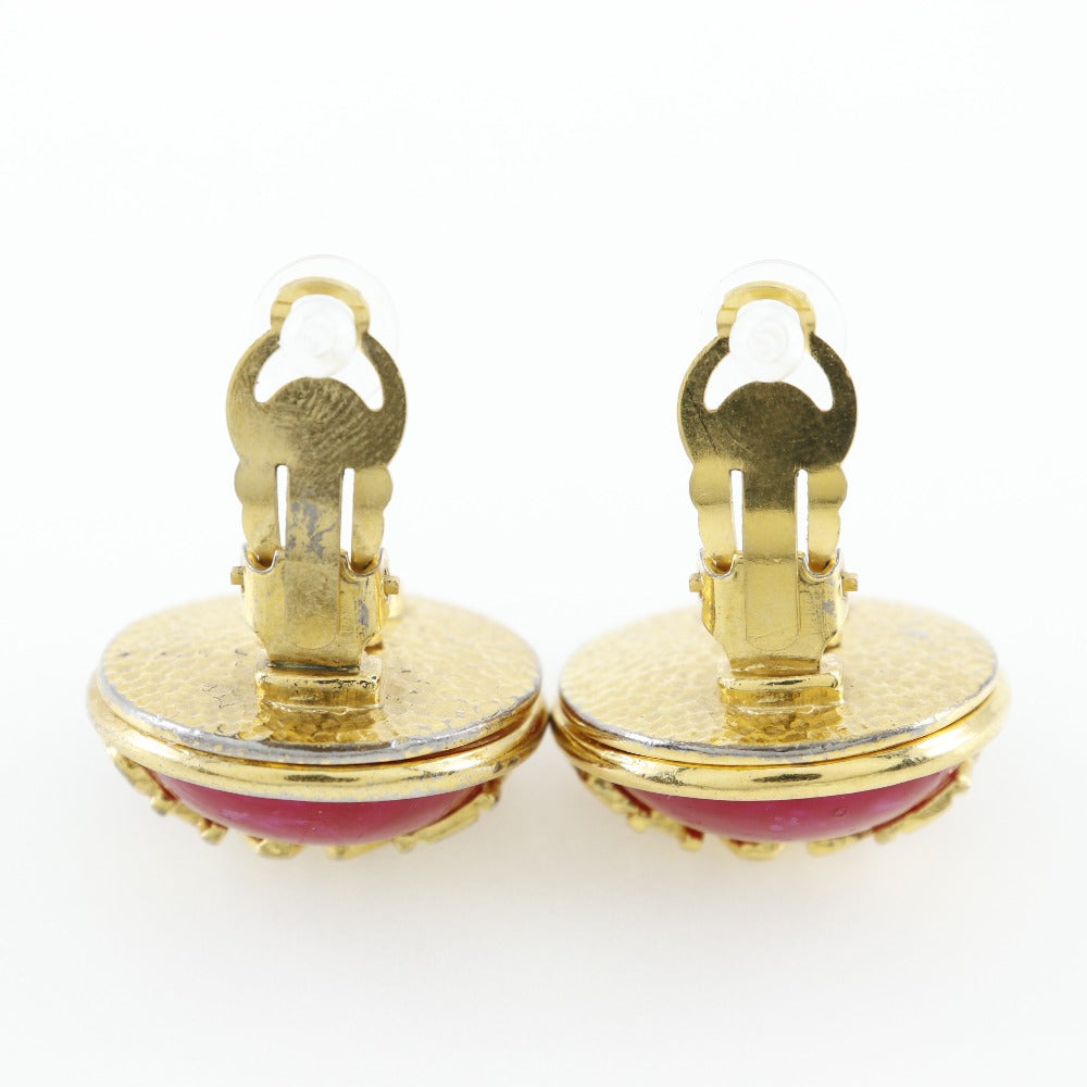 CHANEL Earring Plated Gold Red/gold Women