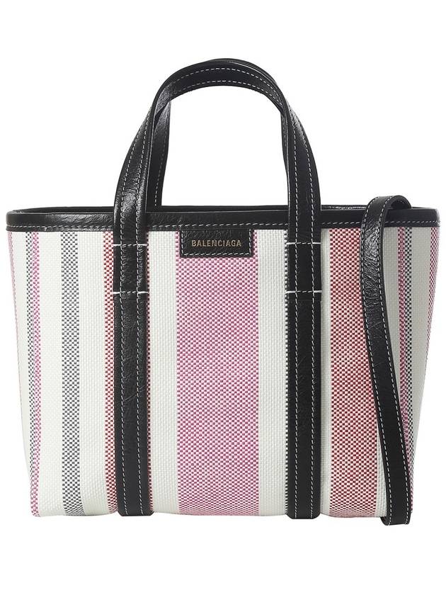 Luxury Balenciaga Trending 2025 Barbes East West Raffia Striped Shopper Tote Bag Pink