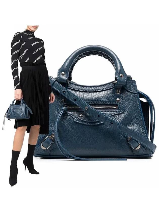 Luxury Balenciaga Trending 2025 Neo Classic City Mini Leather Tote Bag Petrol Blue