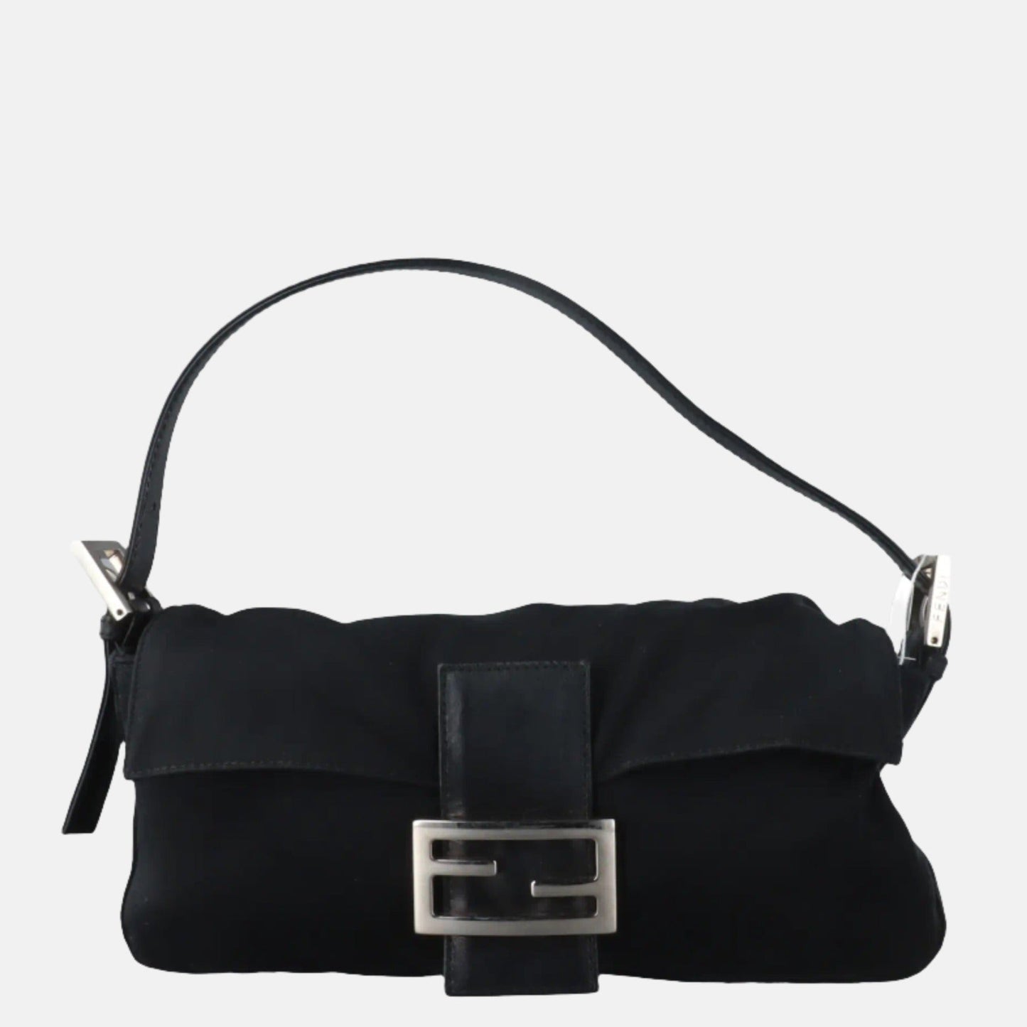 FENDI Baguette Vintage Black Cloth Silver Hardware