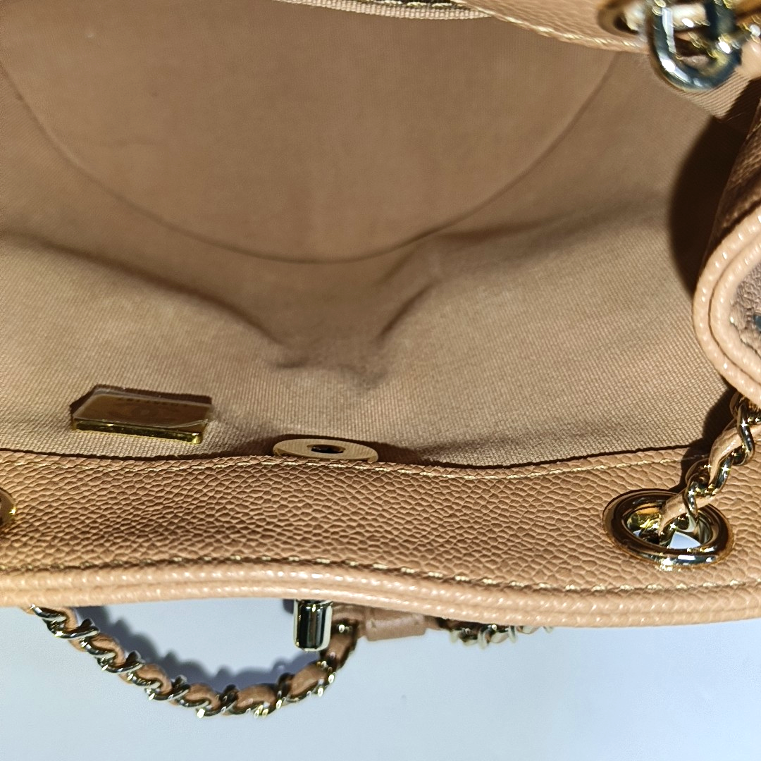 Chanel 23P Small Duma Backpack Caramel Tan Caviar Leather