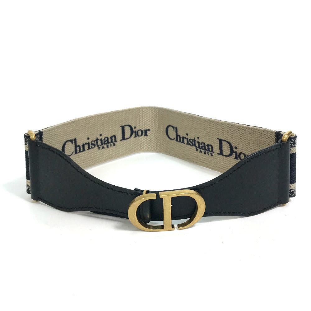 Dior belt B0003CBTE_M928 Cotton, Leather Navy x beige CDMetal Embroidered Canvas 70