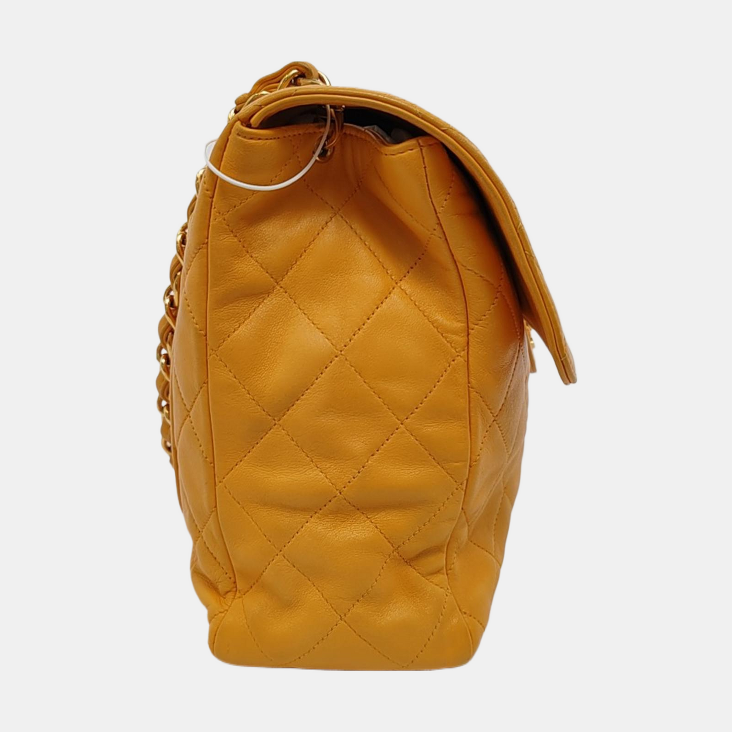 Chanel Vintage Jumbo Single Flap Single Chain Yellow Lambskin 24k Gold Hardware
