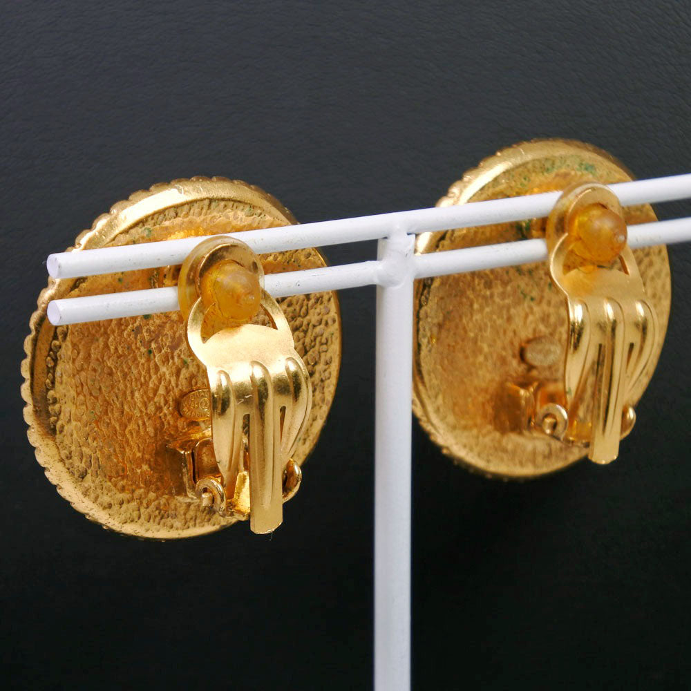 CHANEL Earring Plated Gold, Color Stone gold COCO Mark Women