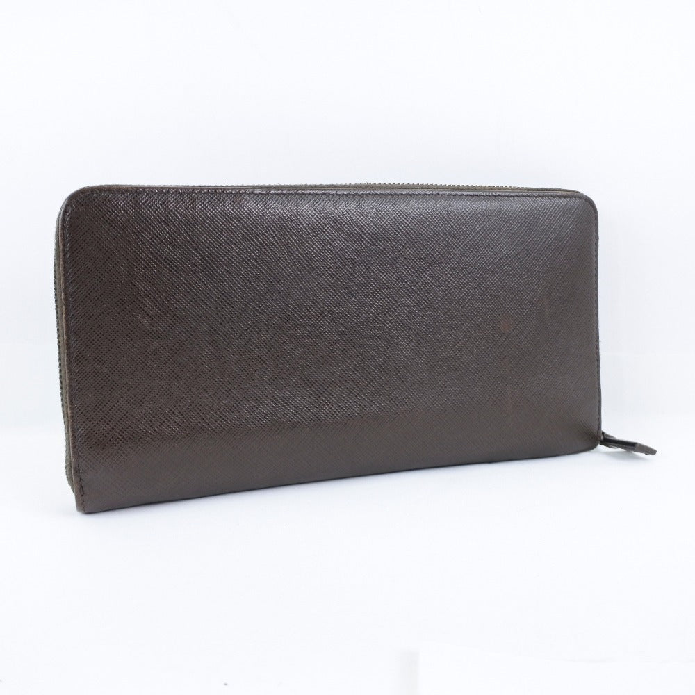 PRADA Long Wallet Purse 2ML220 Safiano Brown Brown Zip Around Women
