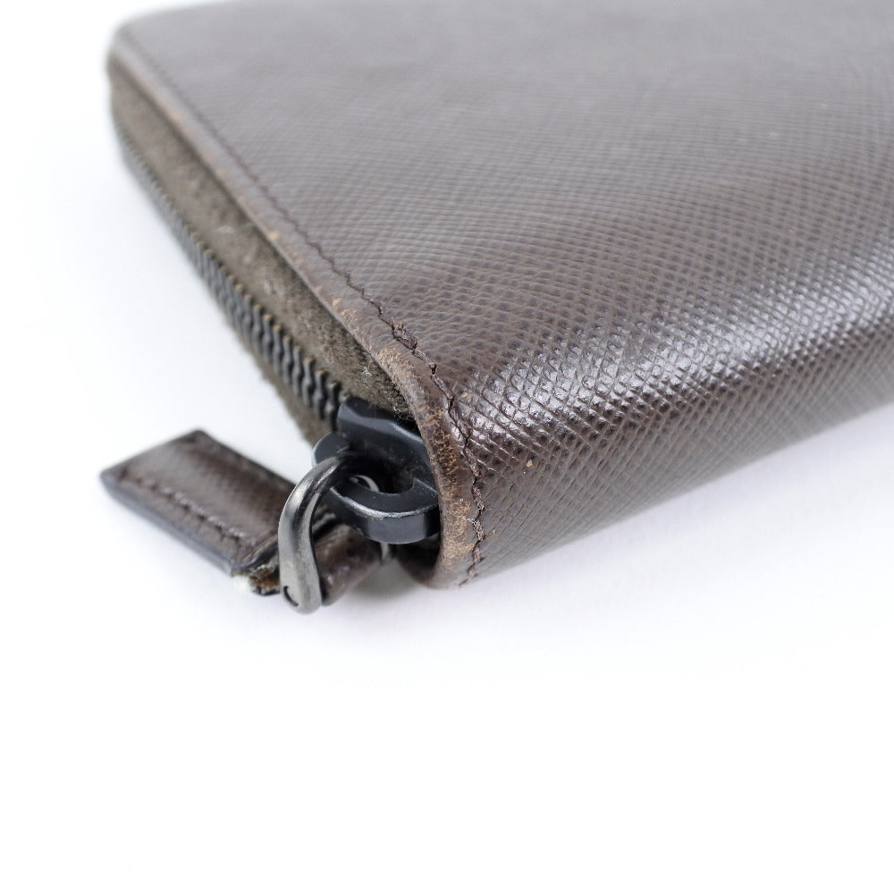 PRADA Long Wallet Purse 2ML220 Safiano Brown Brown Zip Around Women