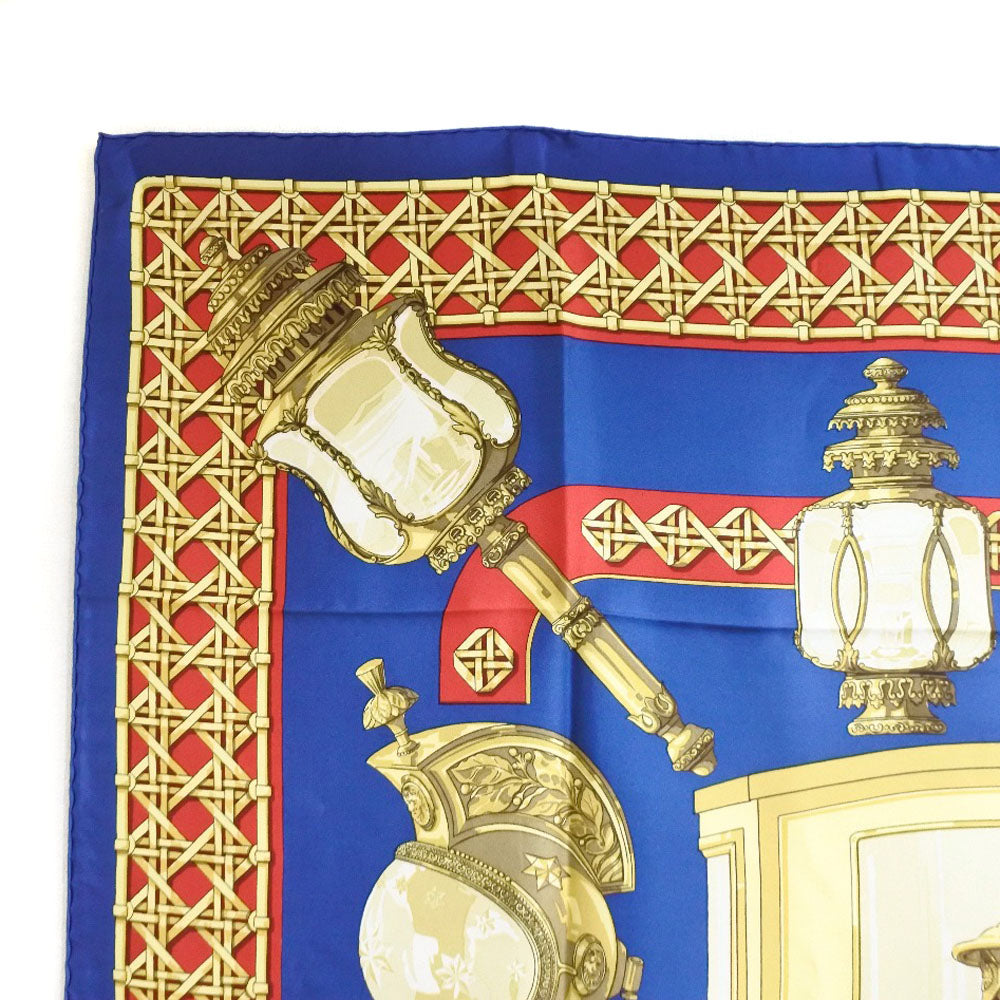 HERMES scarf silk Red / yellow / blue FEUX DE ROUTE Carre90 Women