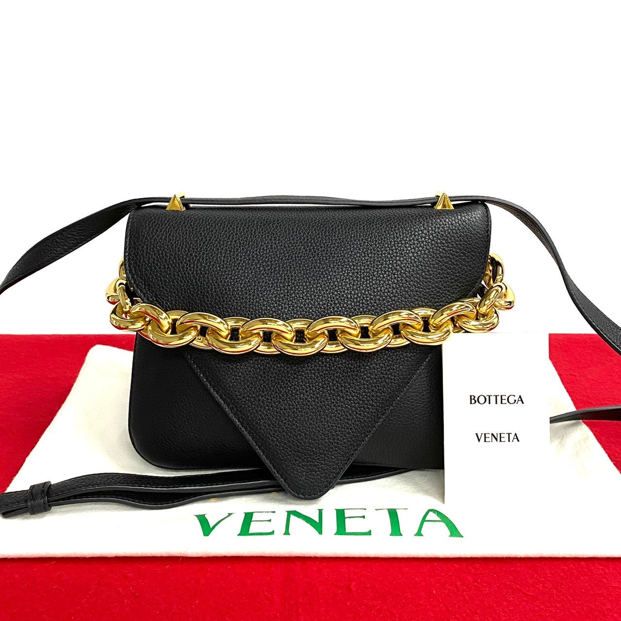 BOTTEGAVENETA Shoulder Bag leather black Mounting Envelope Women
