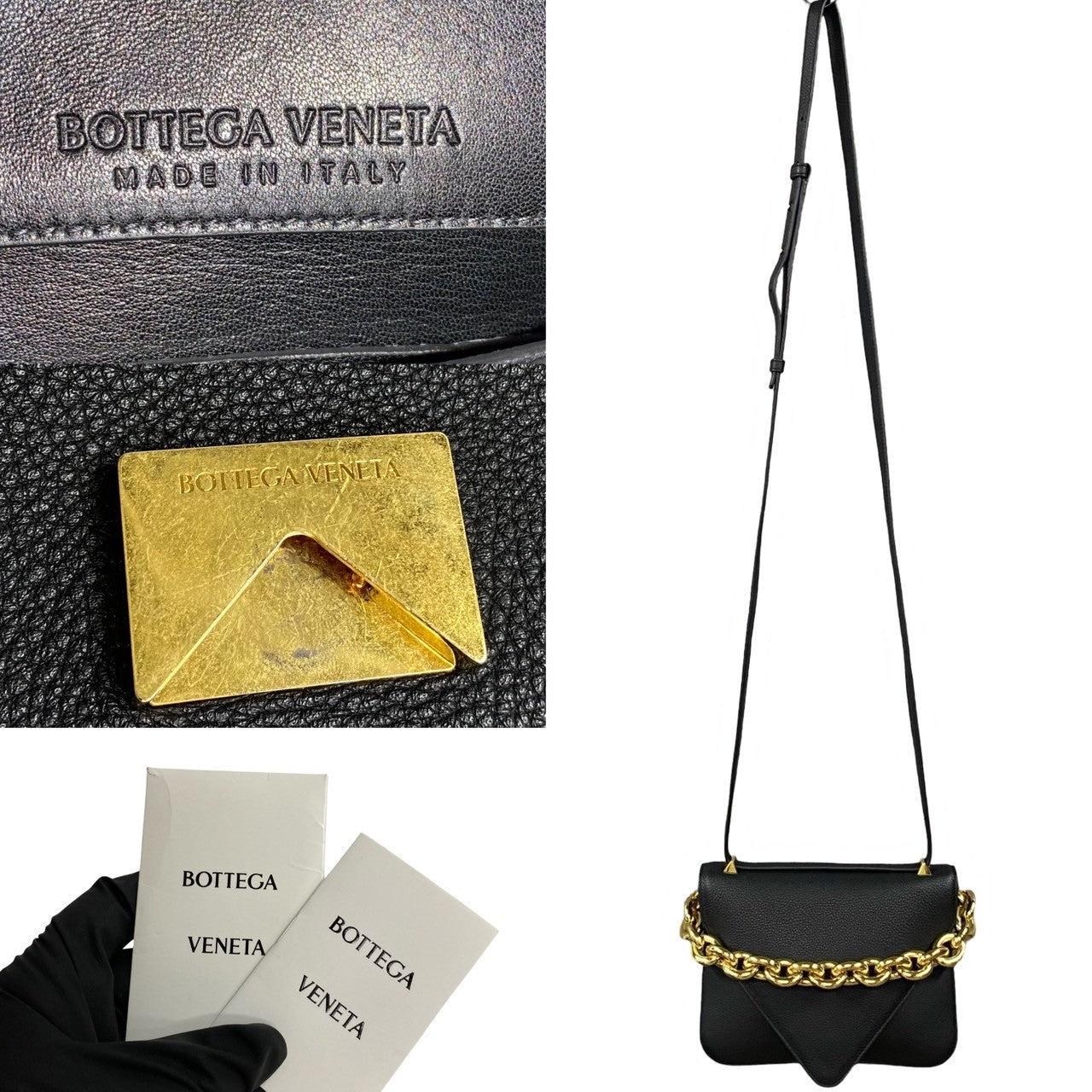 BOTTEGAVENETA Shoulder Bag leather black Mounting Envelope Women