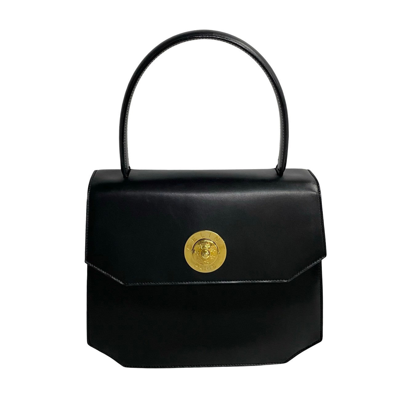 CELINE Handbag leather black Star Ball Circle Metal Women
