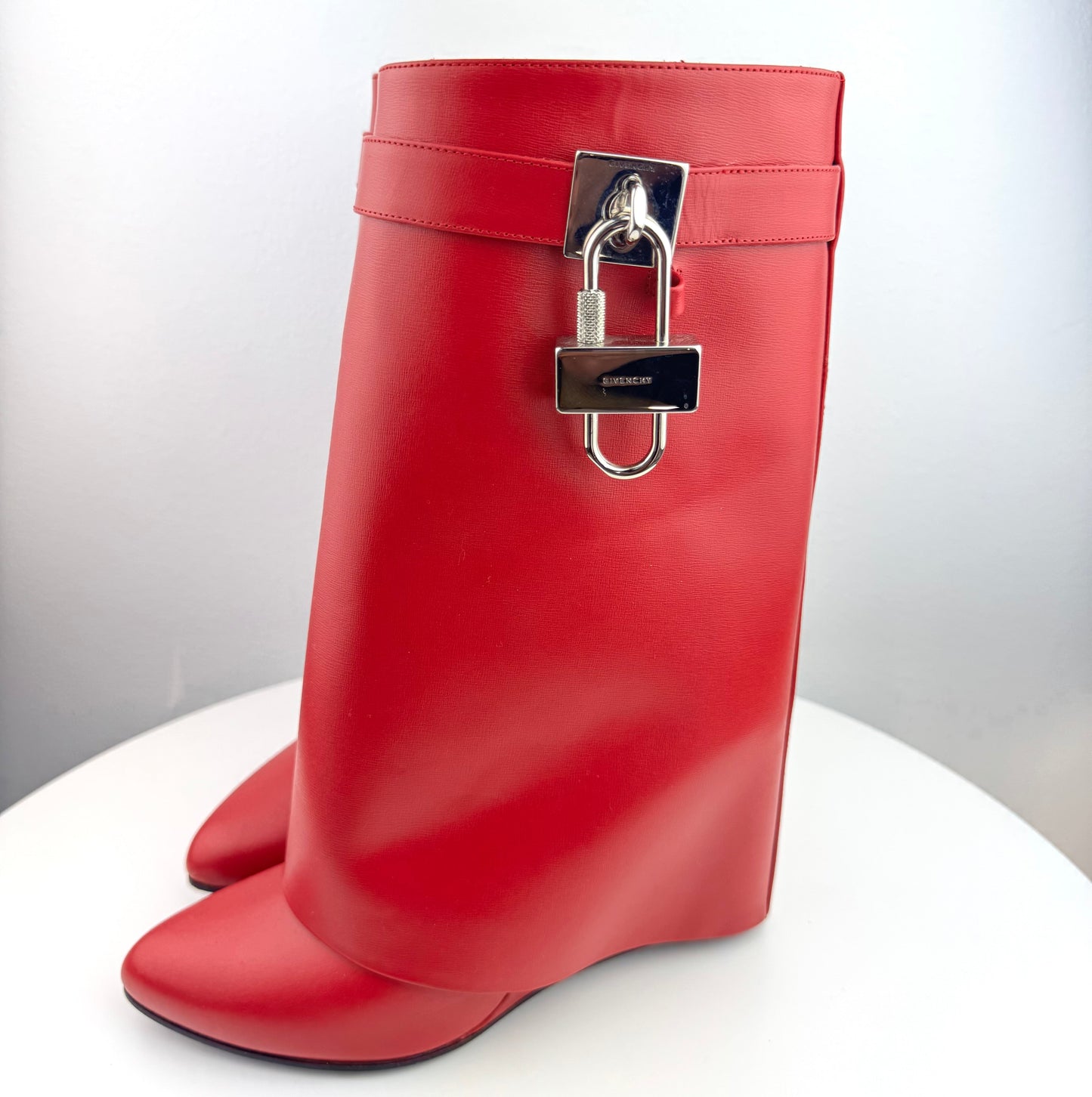 Givenchy Shark Lock Ankle Boots in Red Leather