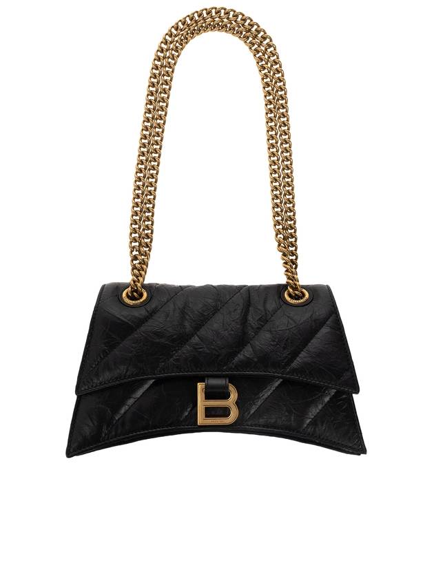 Luxury Balenciaga Trending 2025 Women's Crush Logo Gold Chain Small Shoulder Bag Black