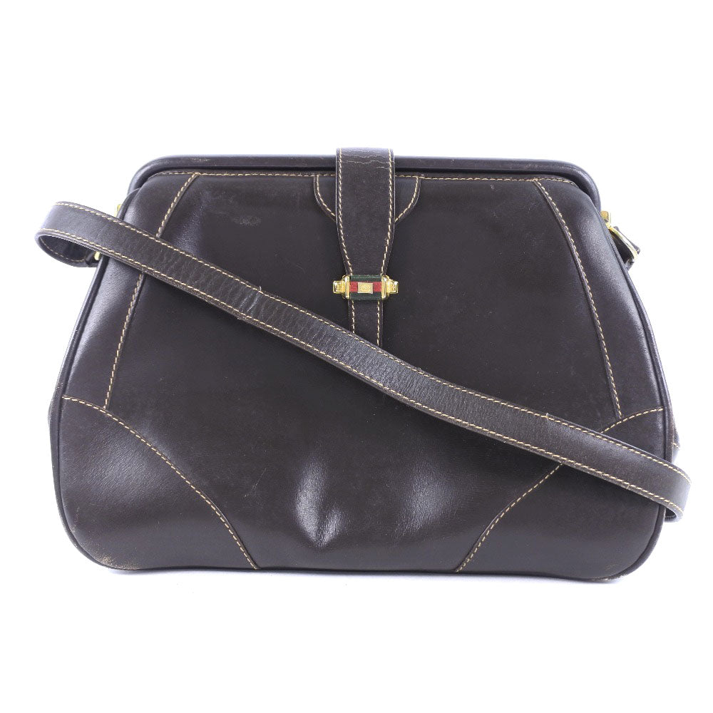 GUCCI Shoulder Bag Calfskin Brown vintage Women