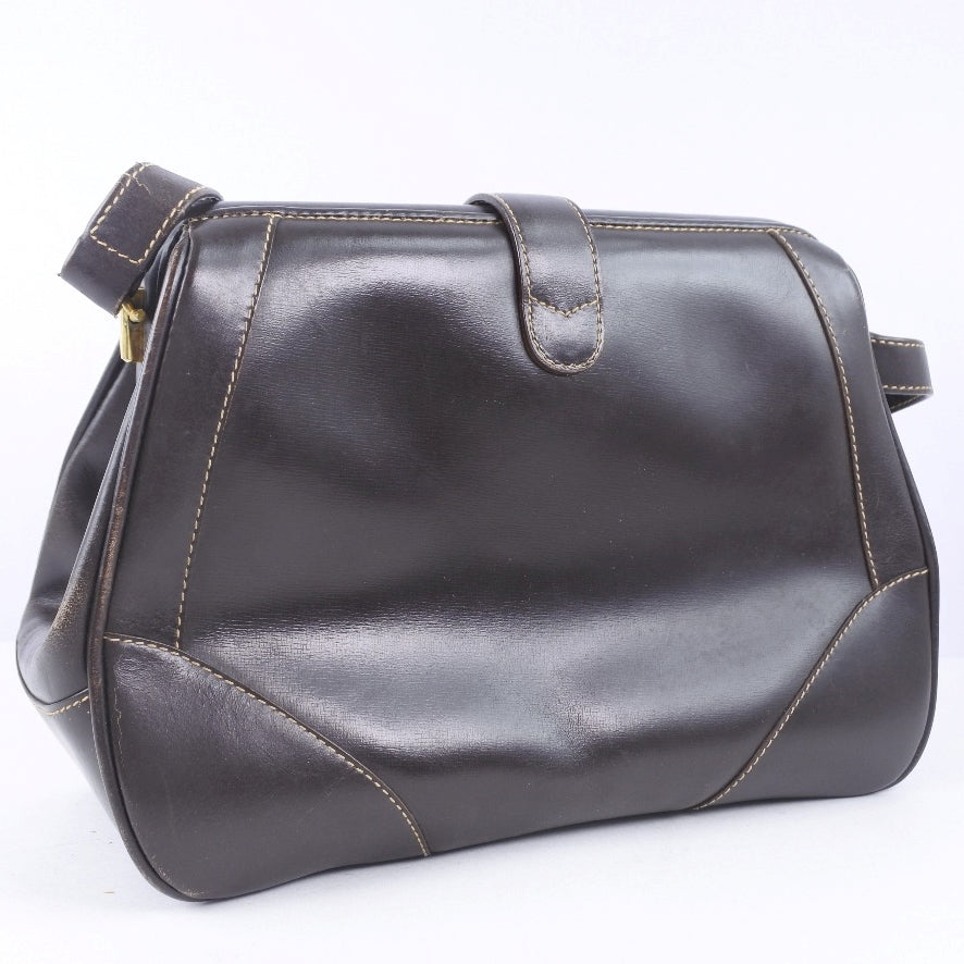 GUCCI Shoulder Bag Calfskin Brown vintage Women