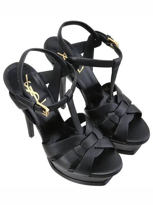 Luxury Saint Laurent Trending 2025 Classic Tribute 105 Sandal Heels Black