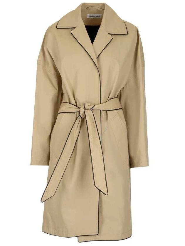 Luxury Balenciaga Trending 2025 Line Detail Belt Single Coat Beige