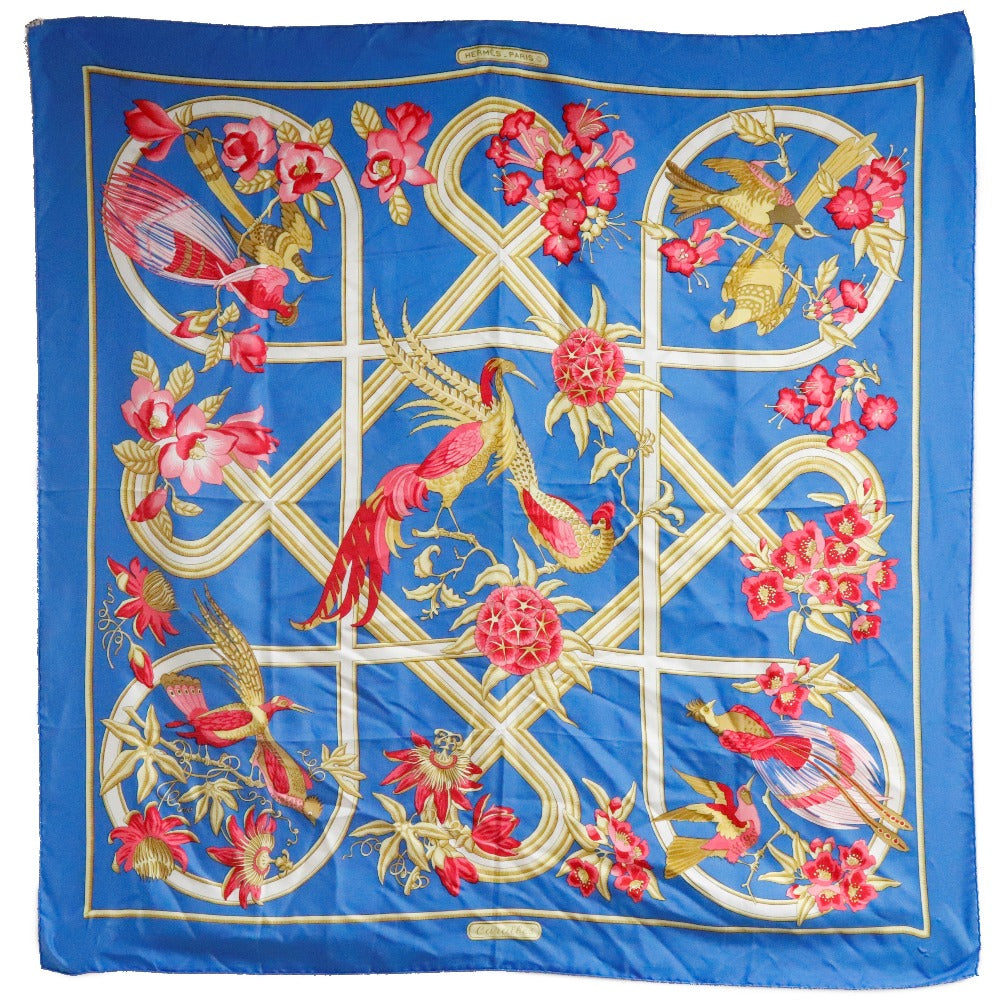 HERMES scarf silk Blue caraibes / Caribbean Carre90 Women