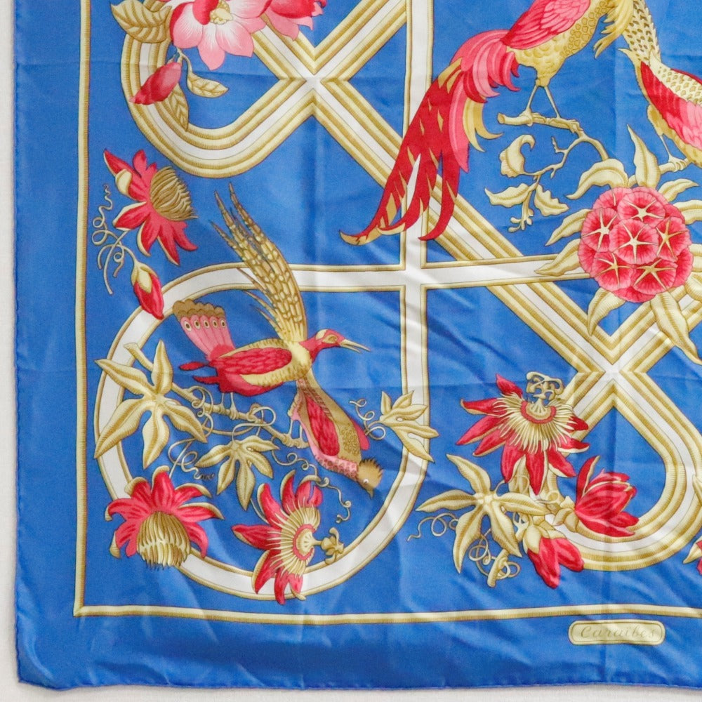 HERMES scarf silk Blue caraibes / Caribbean Carre90 Women