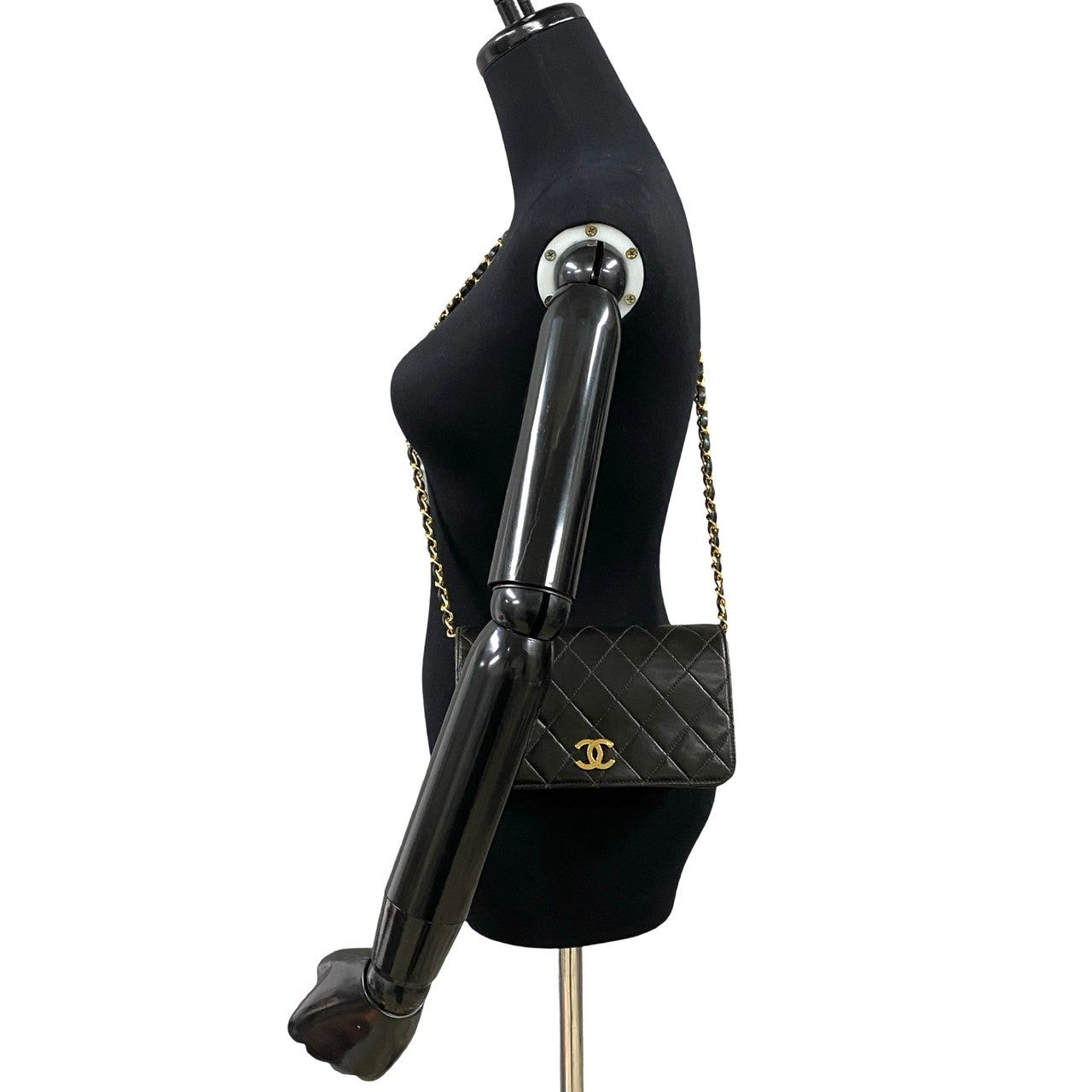 CHANEL Shoulder Bag lambskin black COCO Mark Matrasse Women