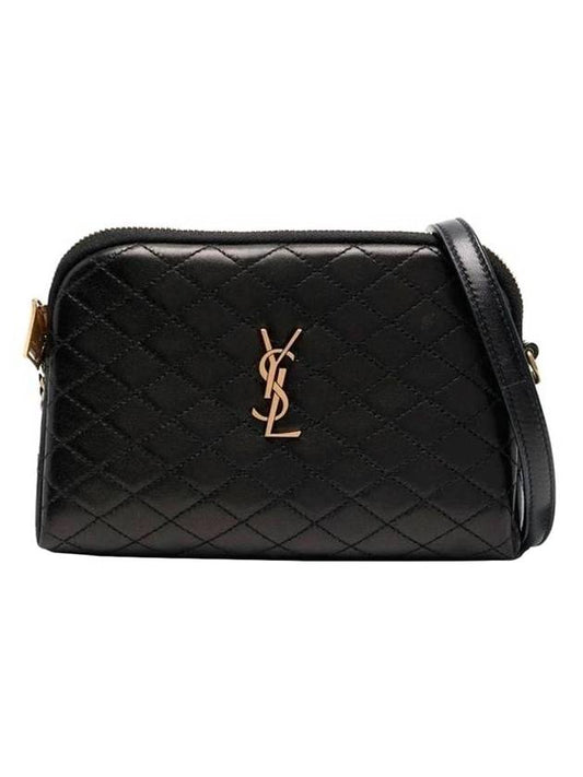 Luxury Saint Laurent Trending 2025 Gaby Quilted Lambskin Chain Cross Bag Black