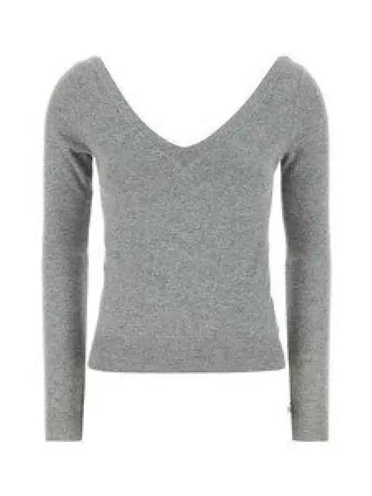 Luxury Saint Laurent Trending 2025 V-Neck Cashmere Knit Top Grey