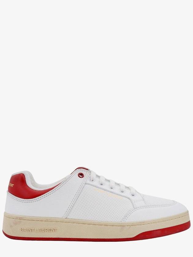 Luxury Saint Laurent Trending 2025 Crack Lace Up Calf Leather Low Top Sneakers White Red