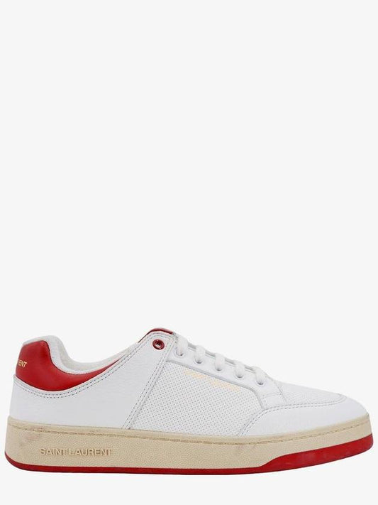 Luxury Saint Laurent Trending 2025 Crack Lace Up Calf Leather Low Top Sneakers White Red