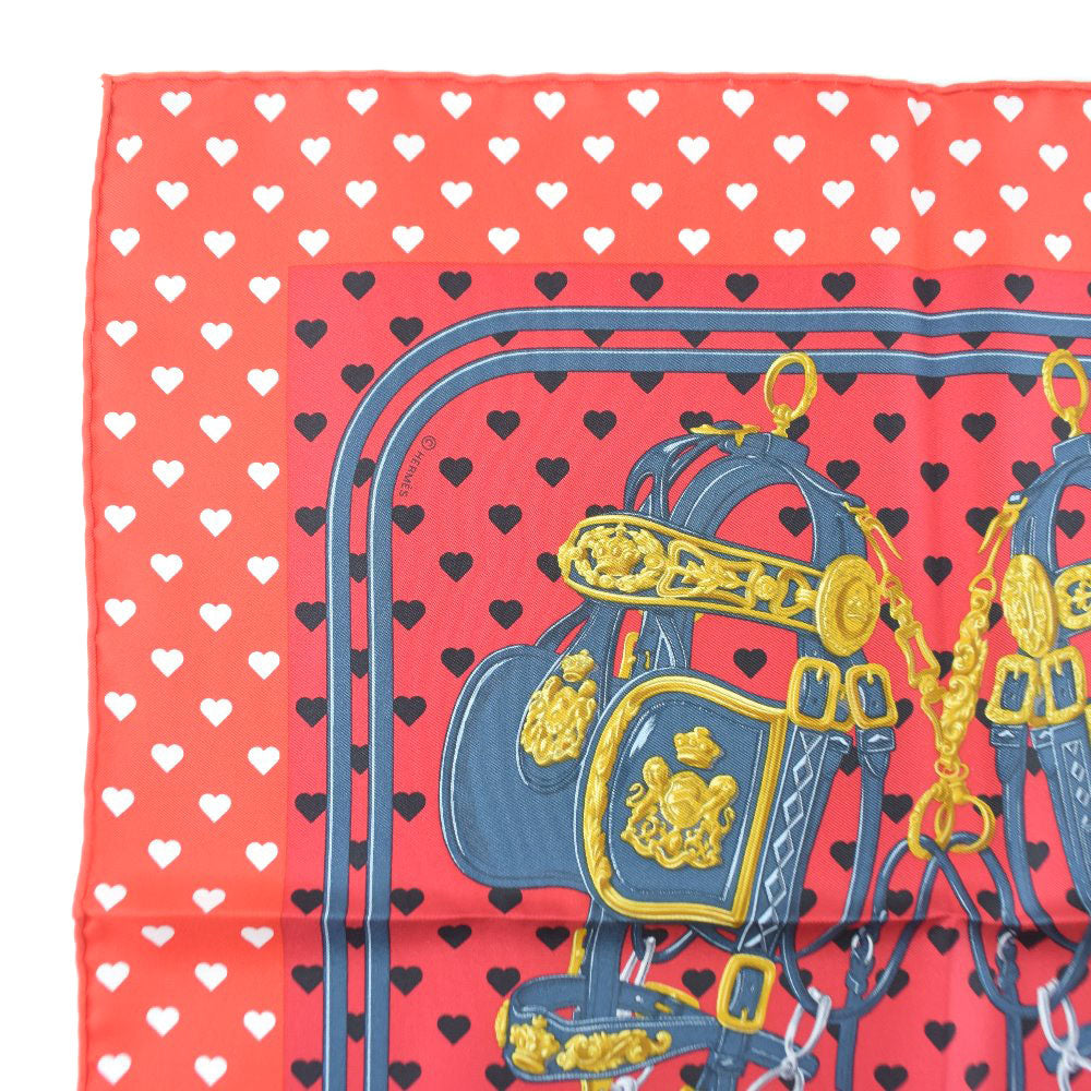 HERMES scarf silk Red heart Carre42 Women