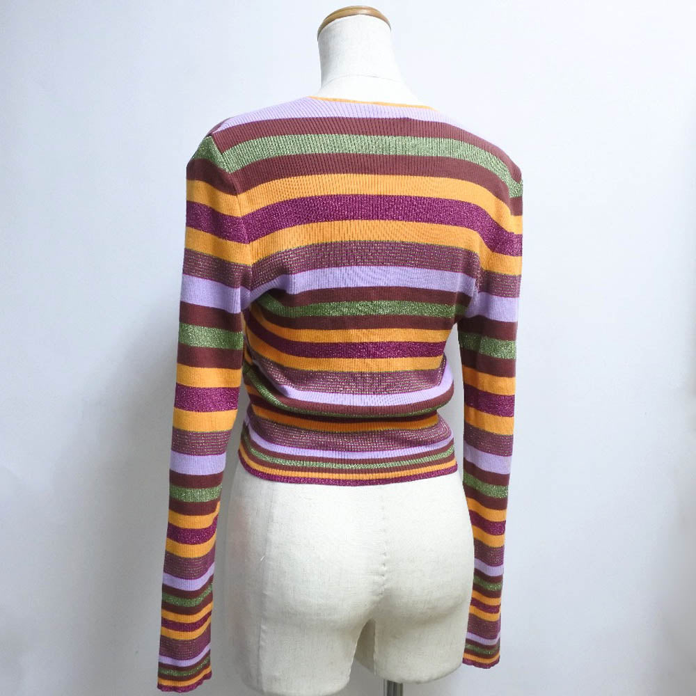 CHANEL knit P17171V00904 Cotton, Rayon, Polyester multicolor border Kashcourt Women 42