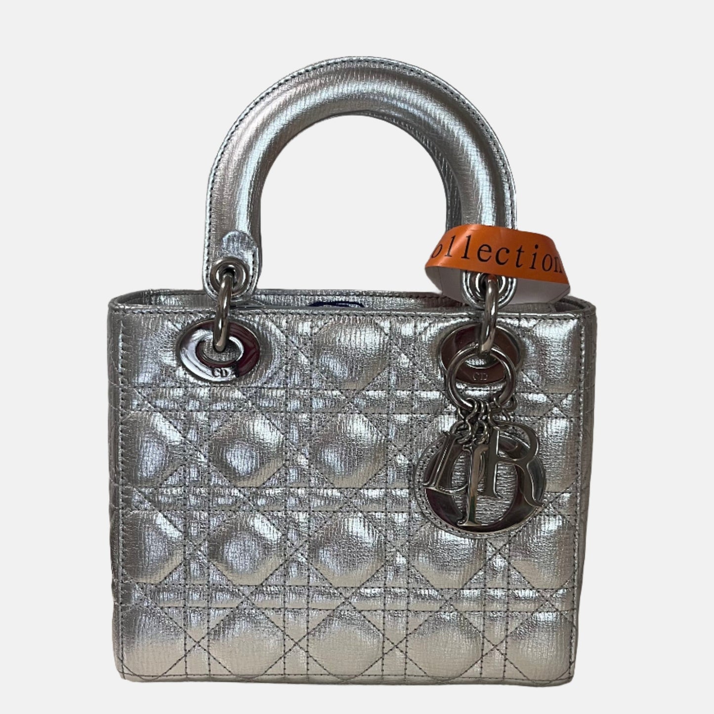 Lady Dior Small My Abcdior Cannage Leather Silver