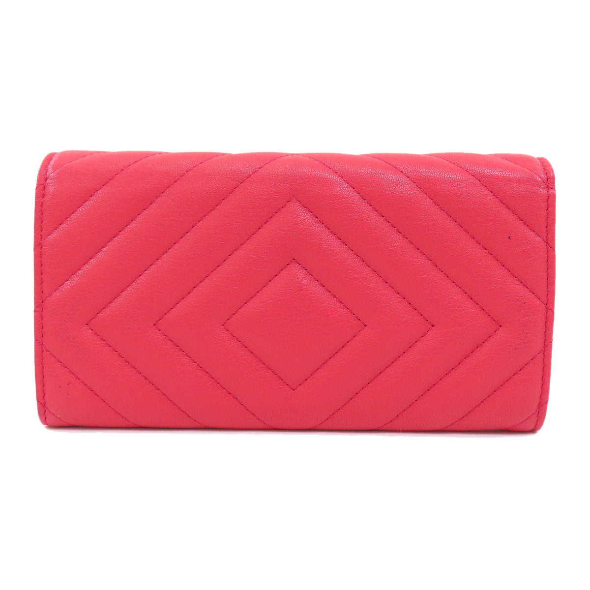 CHANEL Long Wallet Purse Calfskin pink Vstitch