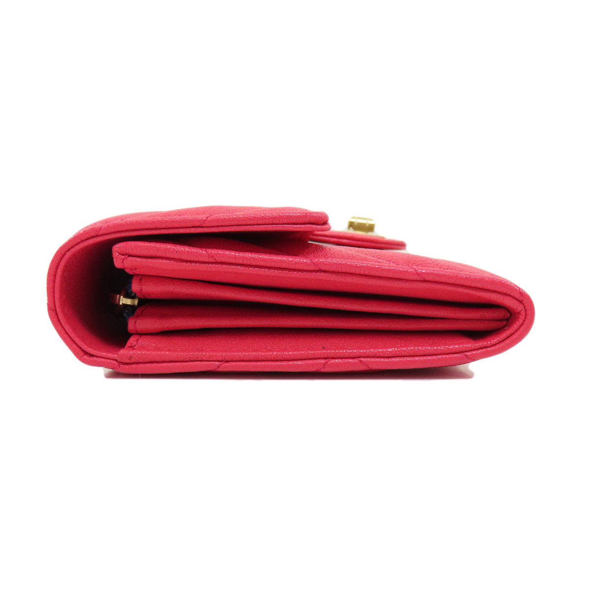 CHANEL Long Wallet Purse Calfskin pink Vstitch