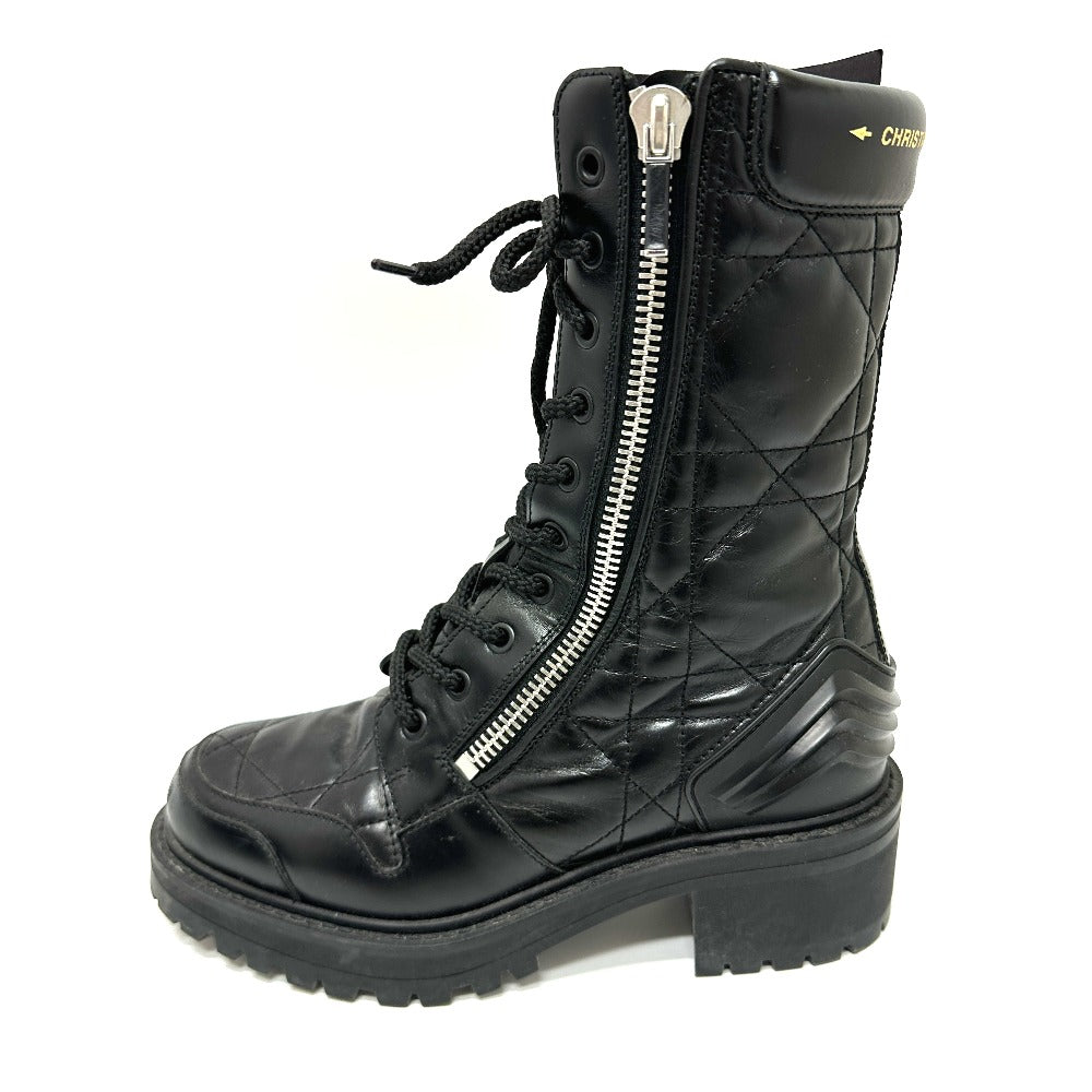 Dior boots leather black 21AW D-LEADER Cannage 36.5