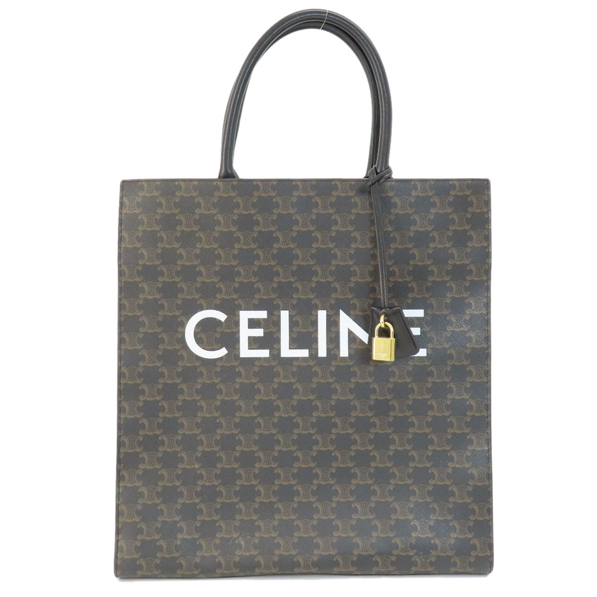 CELINE Tote Bag PVC Brown Bar Tikal Hippo Triomphe Women