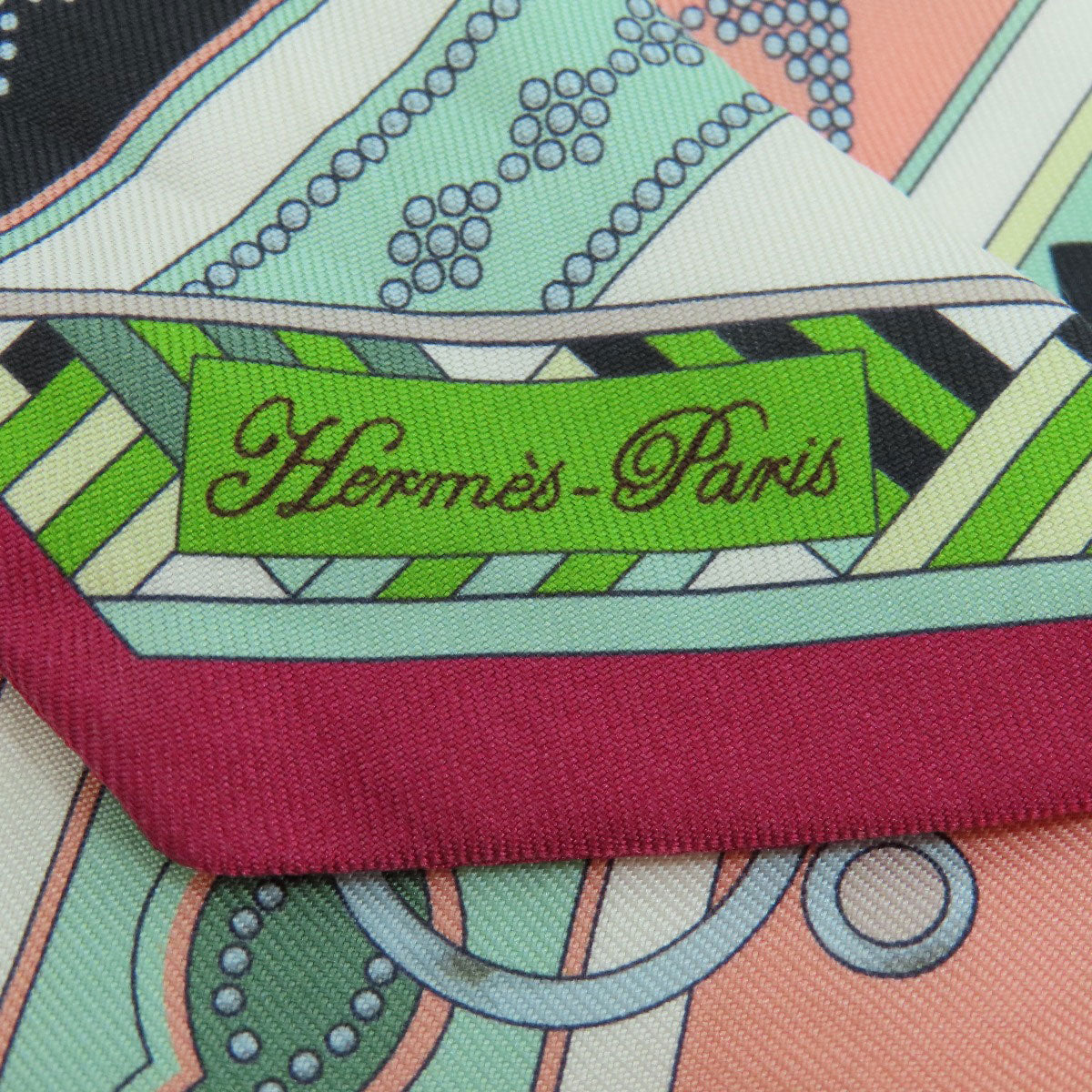 HERMES scarf silk green Twilly scarf Women