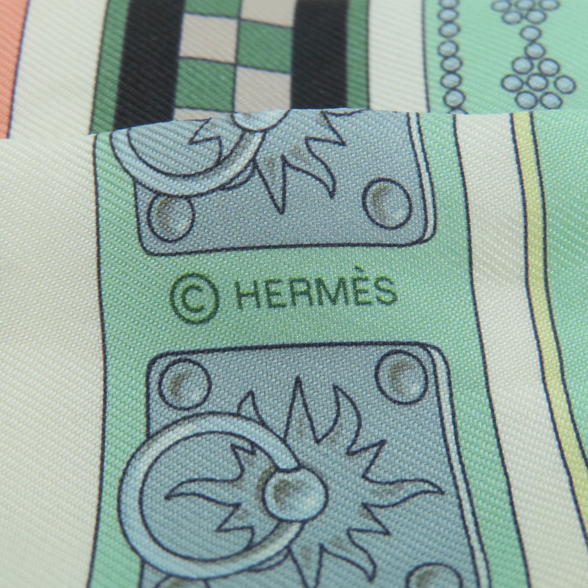 HERMES scarf silk green Twilly scarf Women