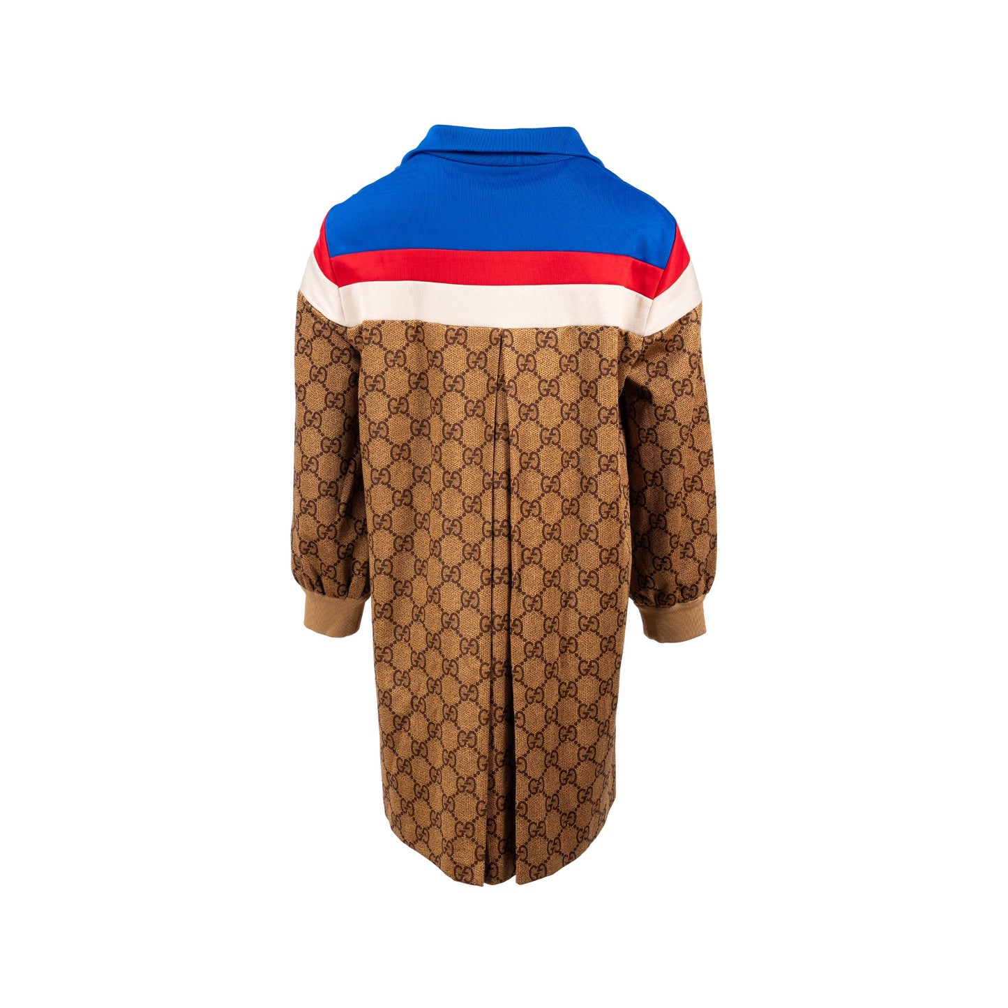 Gucci Size M Logo Printed Jersey Jacket Dress Polyester / Cotton Brown/multicolour