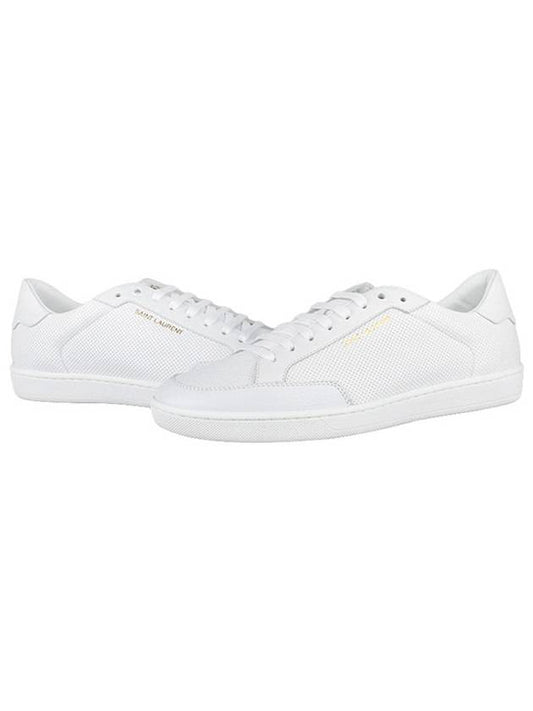 Luxury Saint Laurent Trending 2025 Court Classic Perforated Leather Low Top Sneakers White