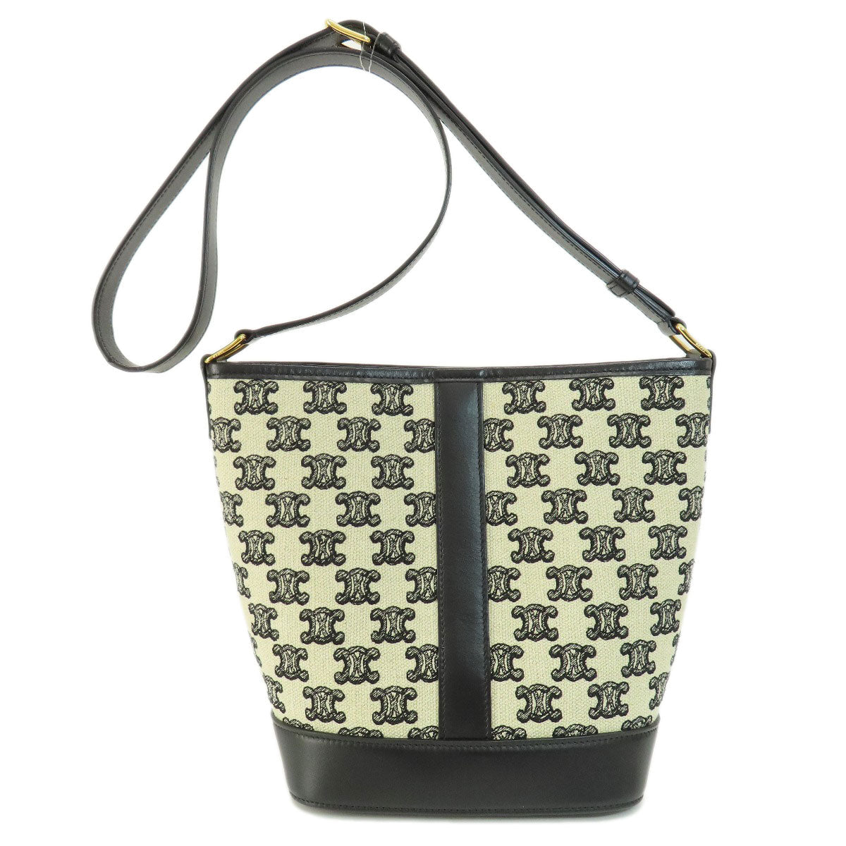 CELINE Shoulder Bag canvas black Small Bucket Triomphe Women