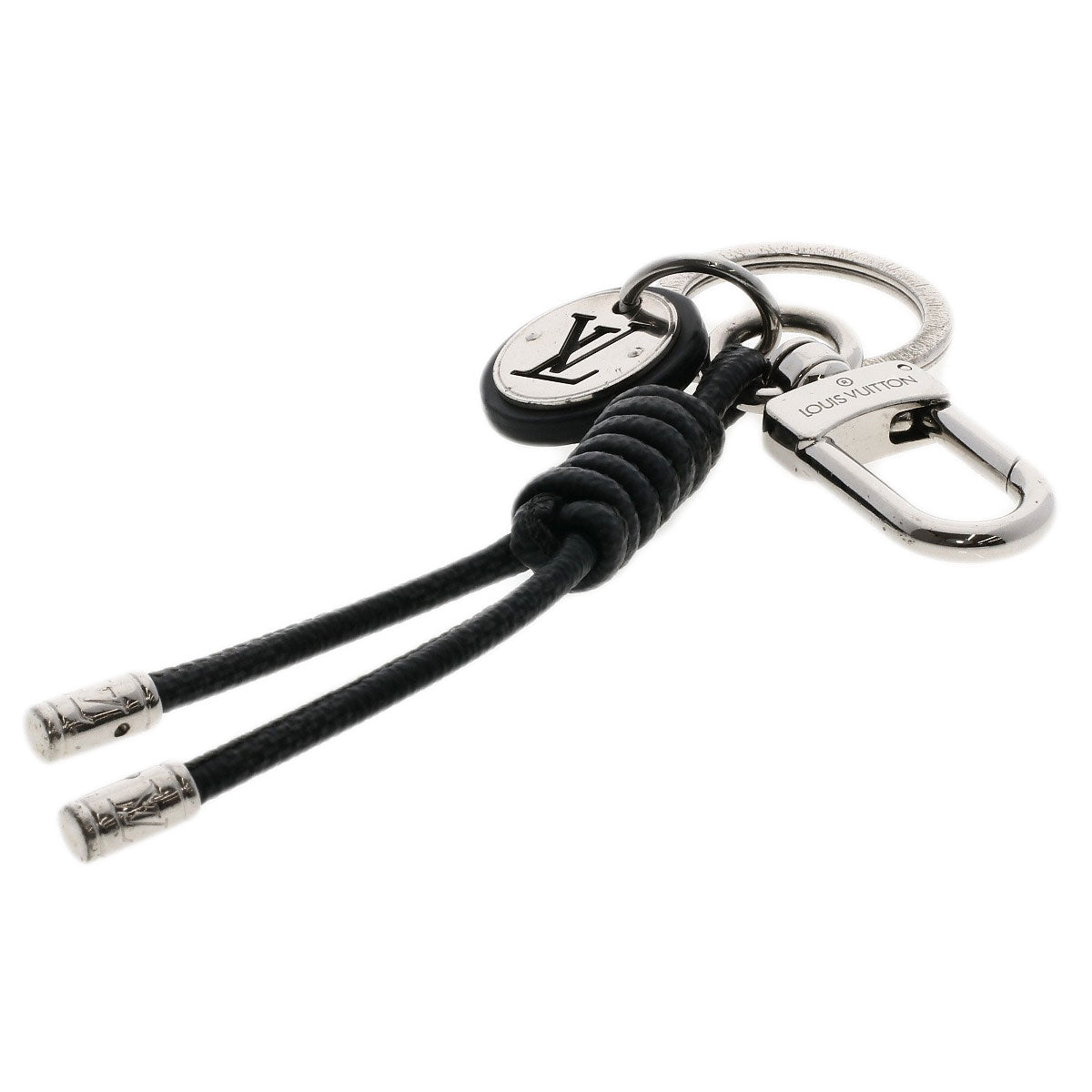 LOUIS VUITTON key ring M67224 Metal , Damier canvas Silver Leather Rope Keyring Damier Graphite Women