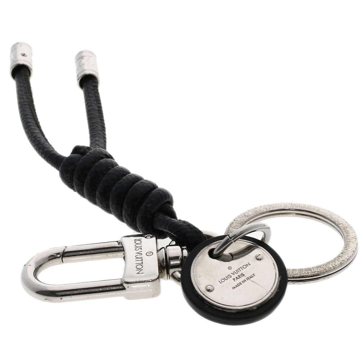 LOUIS VUITTON key ring M67224 Metal , Damier canvas Silver Leather Rope Keyring Damier Graphite Women