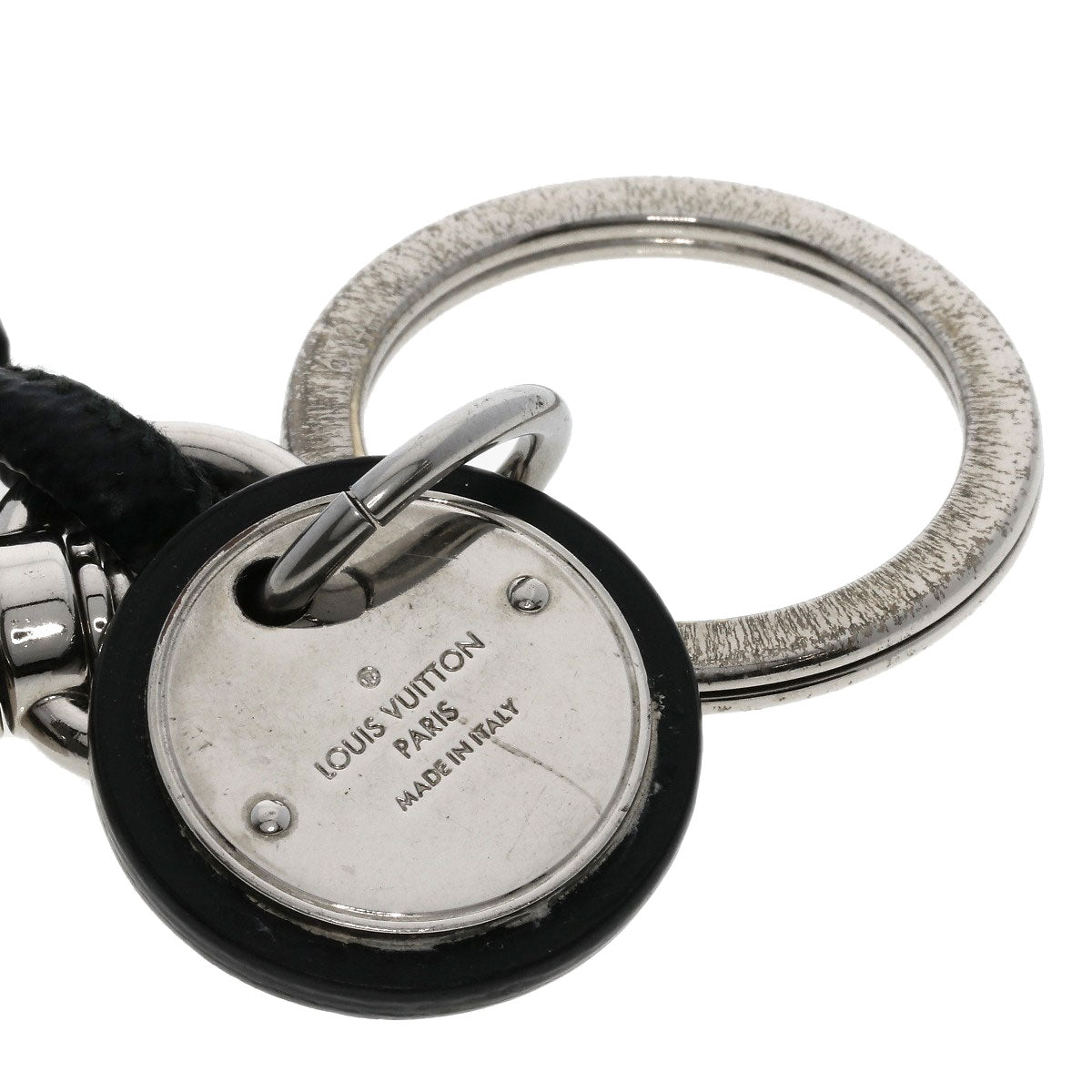LOUIS VUITTON key ring M67224 Metal , Damier canvas Silver Leather Rope Keyring Damier Graphite Women