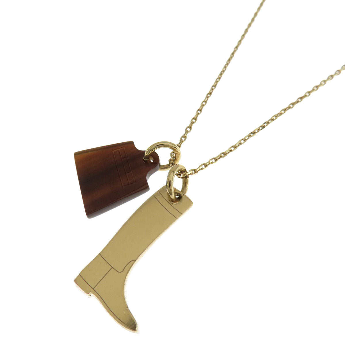 HERMES Necklace Metal, Buffalo Horn gold Amulet Marokiniye PM Women