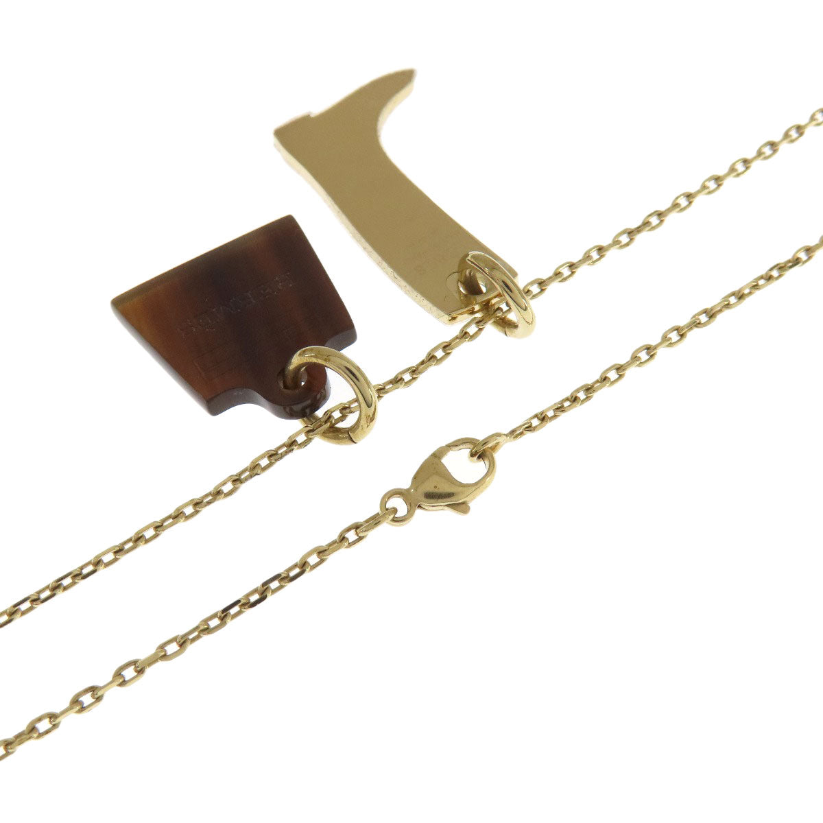 HERMES Necklace Metal, Buffalo Horn gold Amulet Marokiniye PM Women
