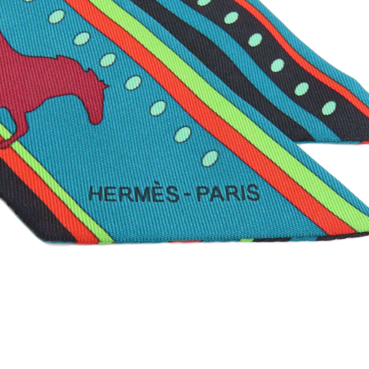 HERMES scarf silk green Twilly Women