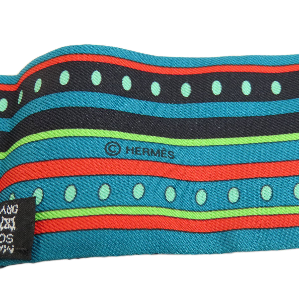 HERMES scarf silk green Twilly Women