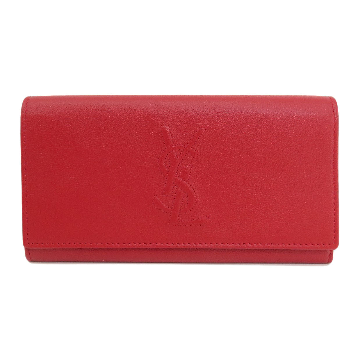 YVES SAINT LAURENT Long Wallet Purse leather Red logo Women