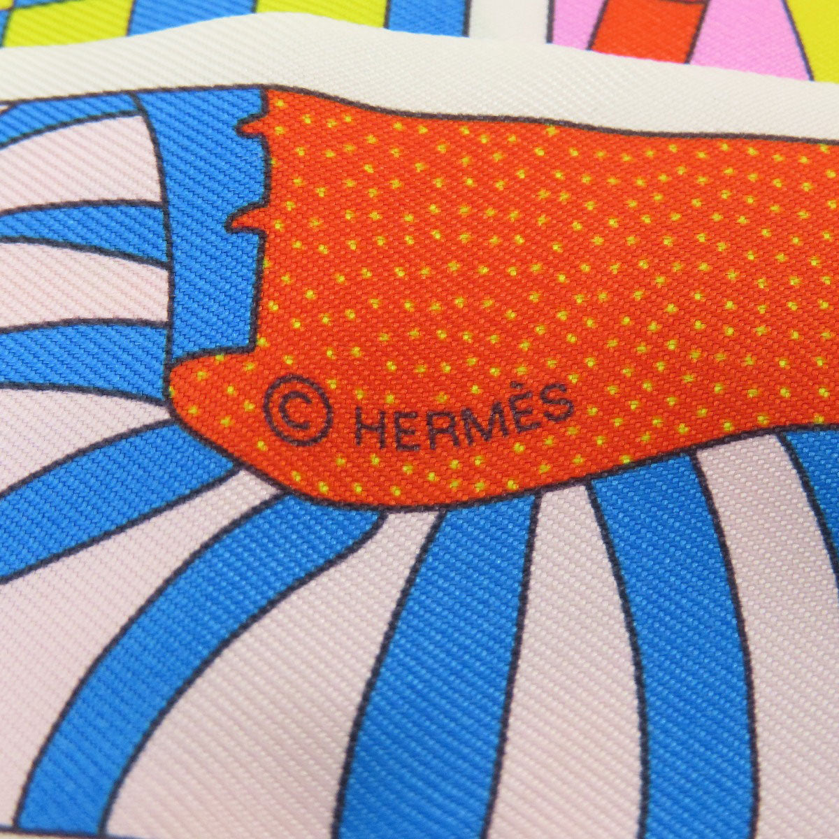 HERMES scarf silk white Twilly Women