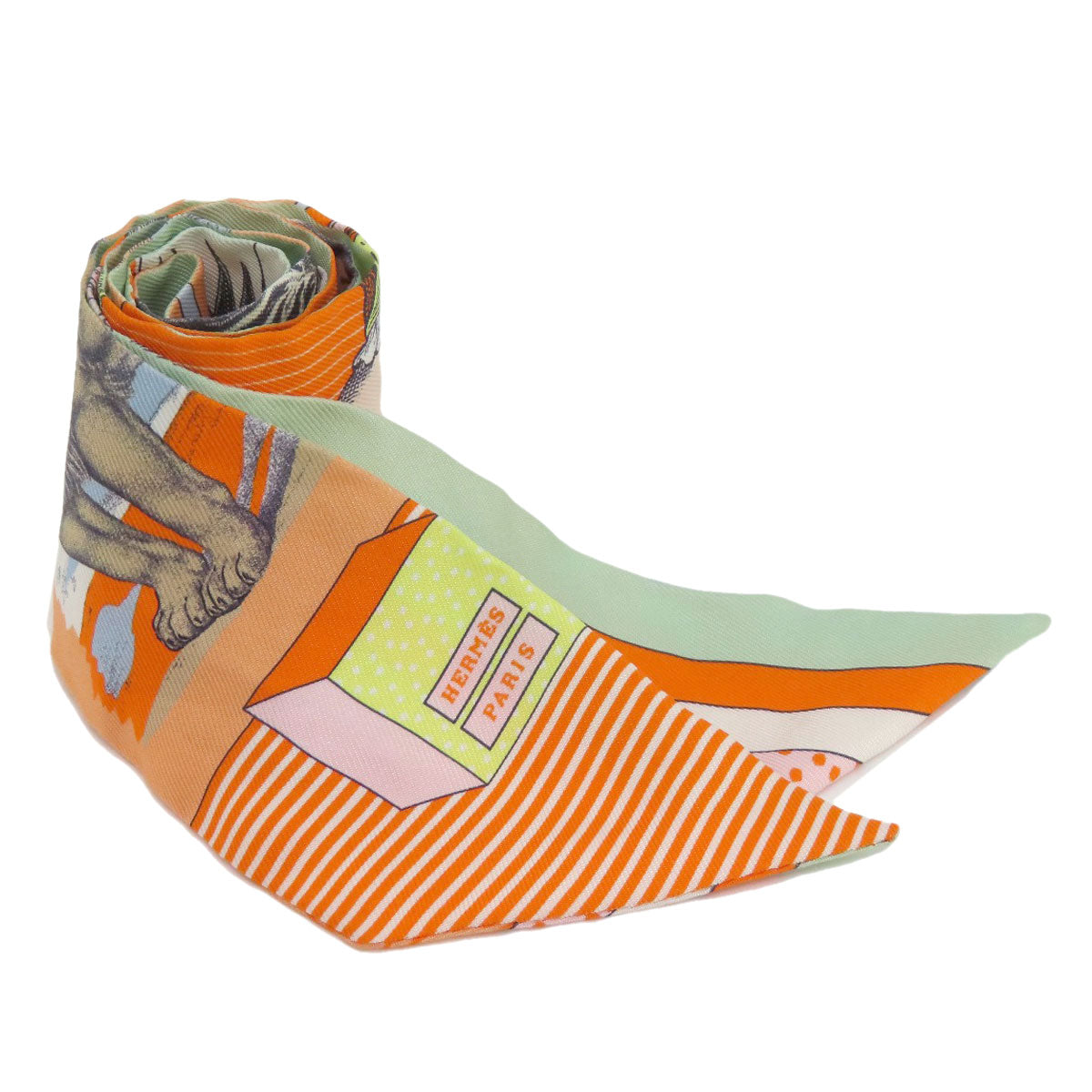 HERMES scarf silk Orange Twilly Women