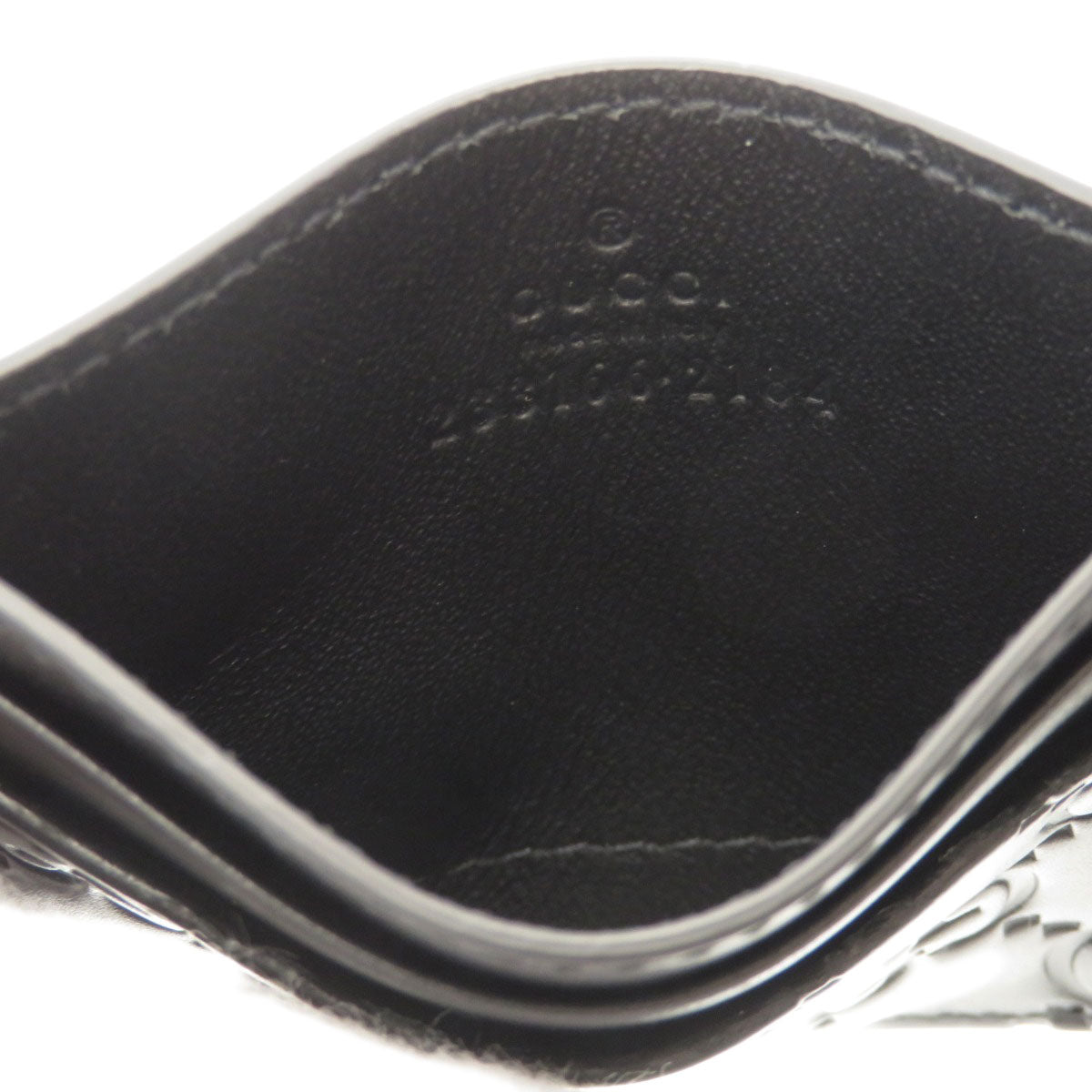 GUCCI Card Case 233166 Calfskin black GG Shima mens